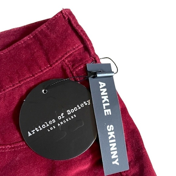 Articles of Society Red Velvet Perren Hilary High Rise Pants Size 32 NWT - Picture 8 of 12